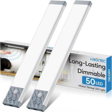 Rechargeable Motion Sensor Under Cabinet LED Light Dimmable Wireless Closet & Kitchen Light (2 Pack)