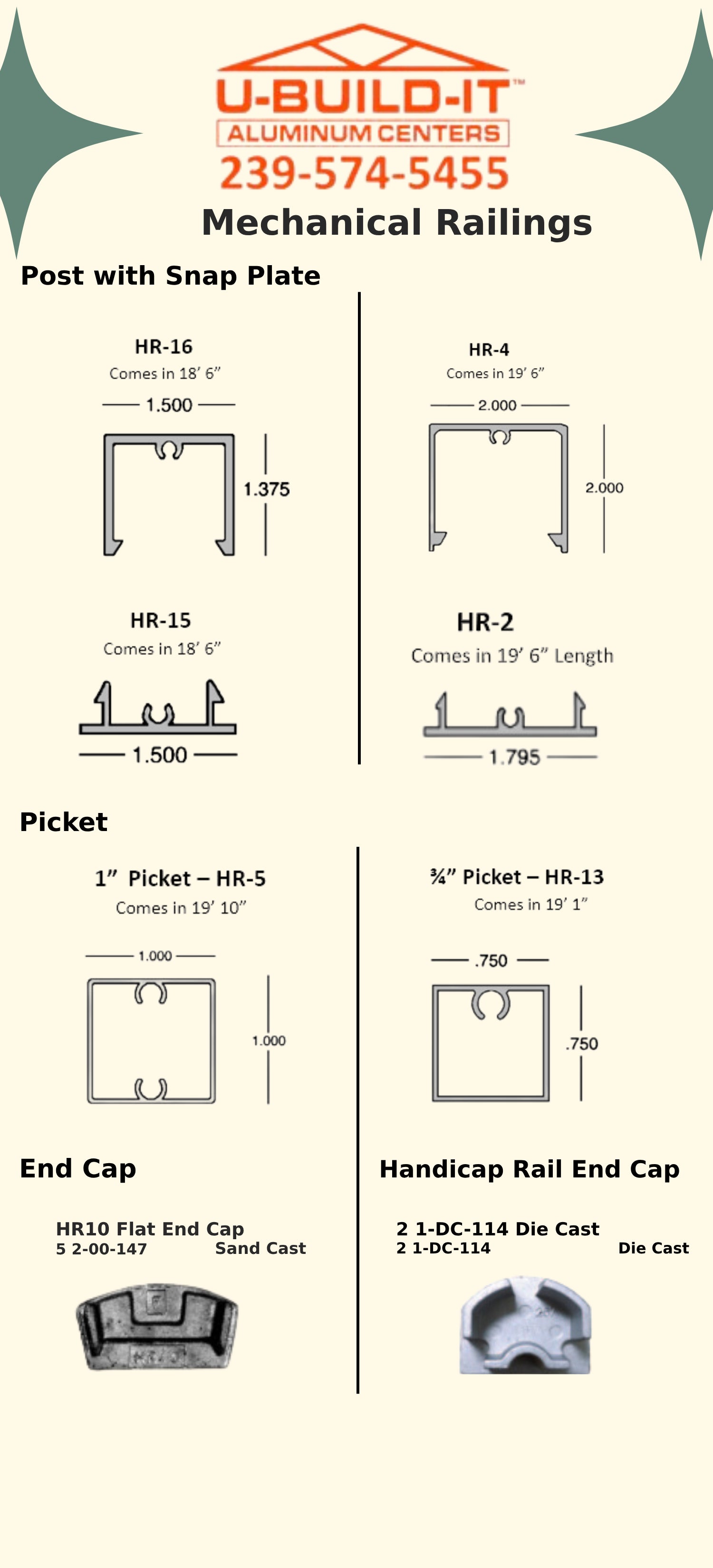 Mechanical Rail and Posts | U-Build-It Aluminum Centers