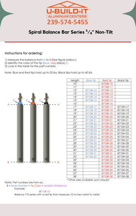 Spiral Balance Bar (T-Tip) Series 5/8” Non-Tilt