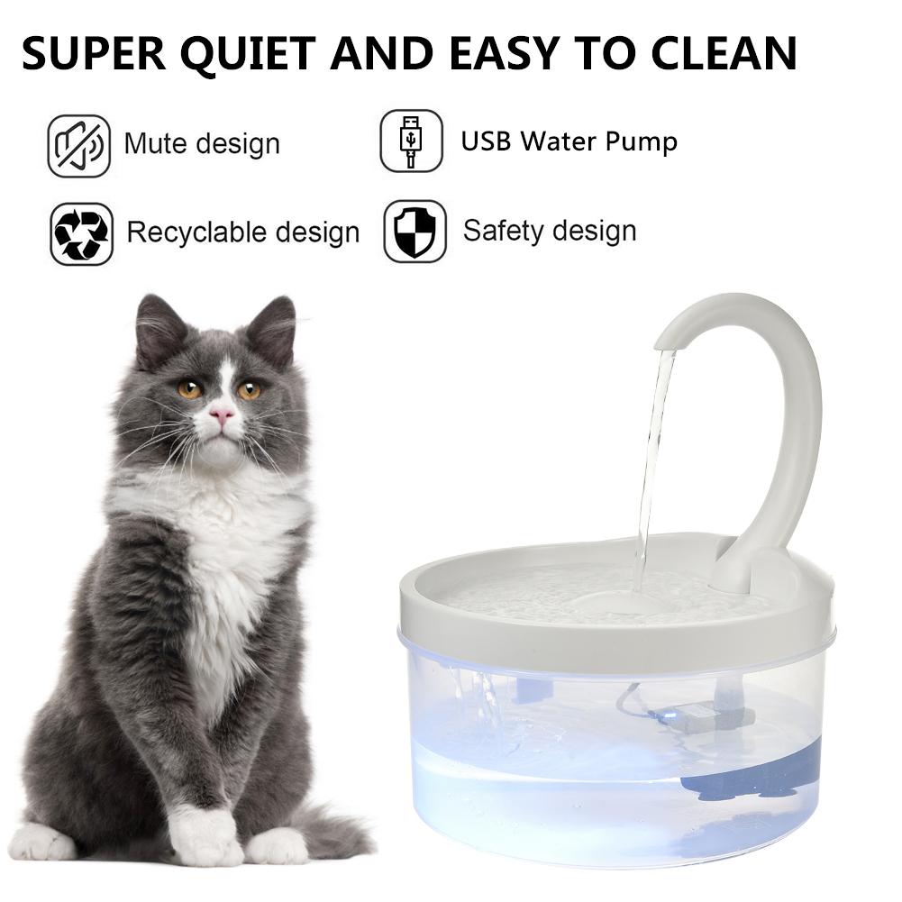 Pet Fountain, 2L LED Automatic Water Fountain, Power-off Protection Function