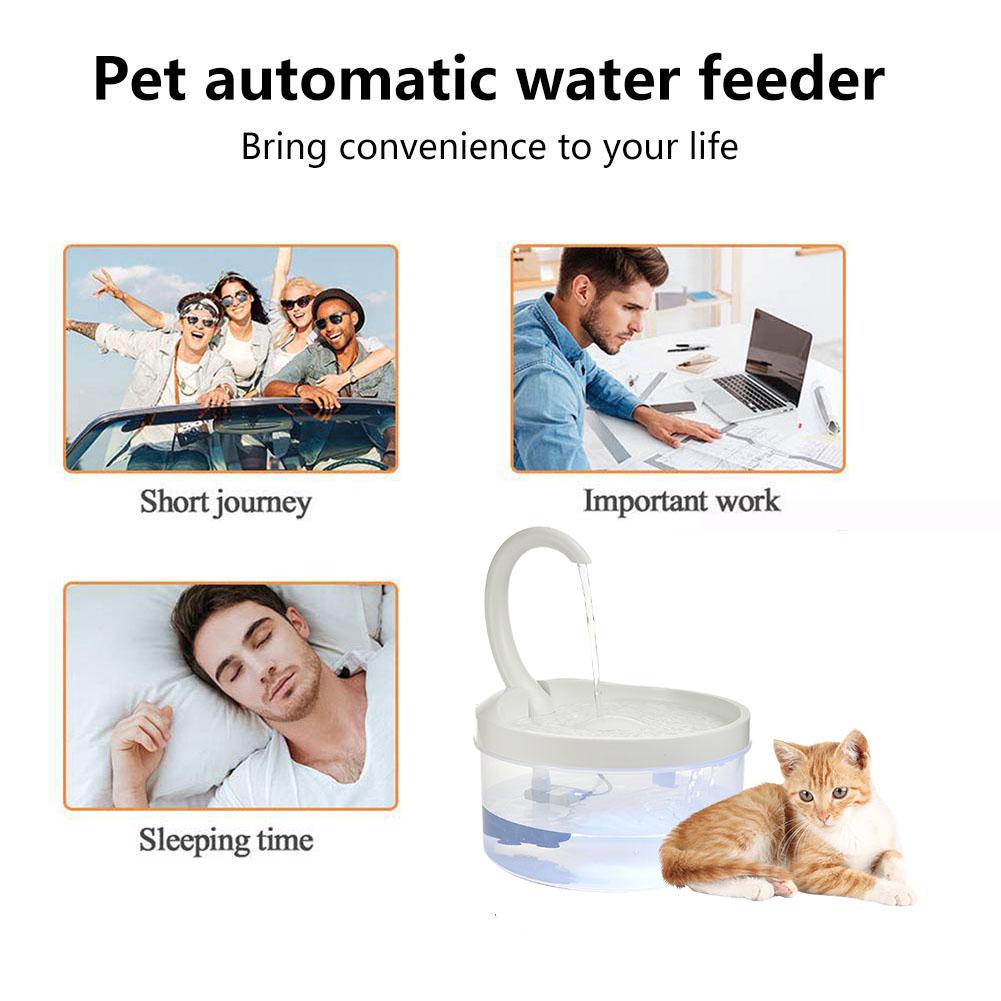 Pet Fountain, 2L LED Automatic Water Fountain, Power-off Protection Function